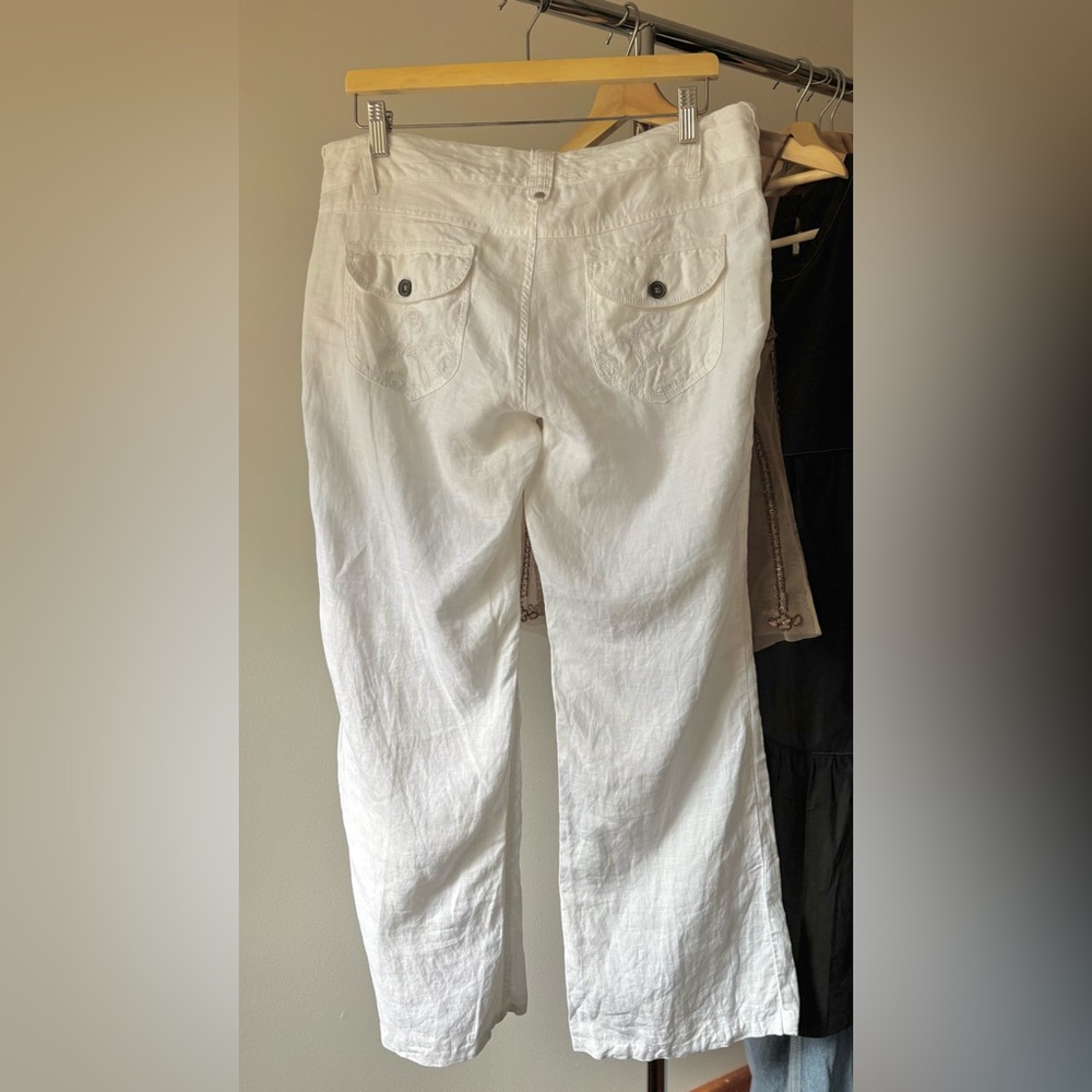 Y2K White Low Rise Linen Pants